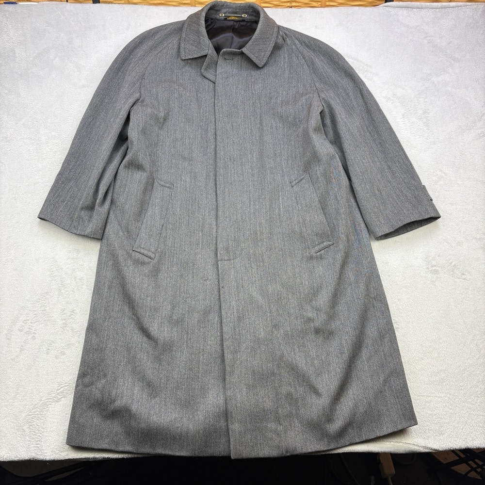 Mark Shale Overcoat Mens XL 50 Gray 100% Wool Full Length Trench Made In USA